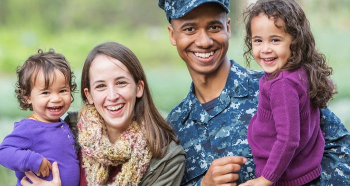 Navy man with family
