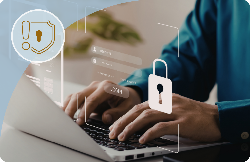 Man on laptop banking securely