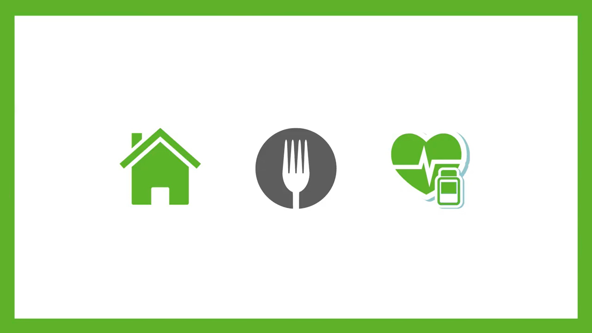 House, fork and heart icons
