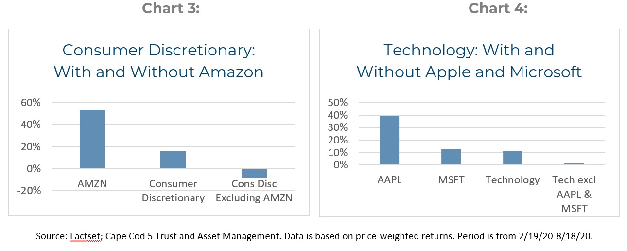 Microsoft, Apple, Amazon and Alphabet S and P 500 performance for 2020