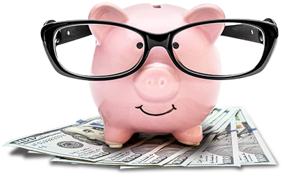 Piggy bank and cash