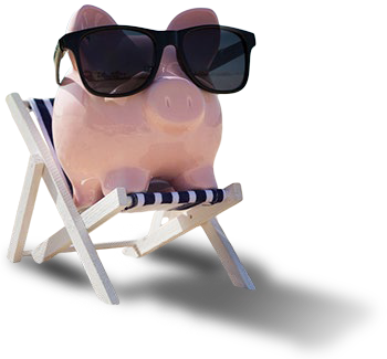 Piggy bank on beach chair
