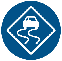 Car on slippery road icon.