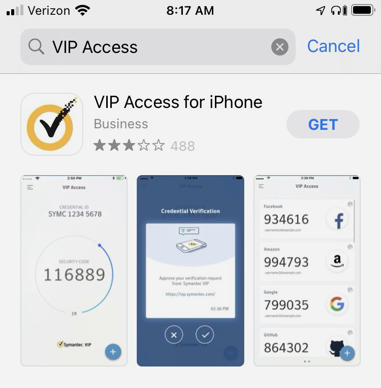 VIP Access for iPhone App