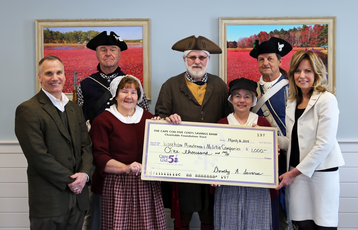 Check Presentation to Wareham Minutemen