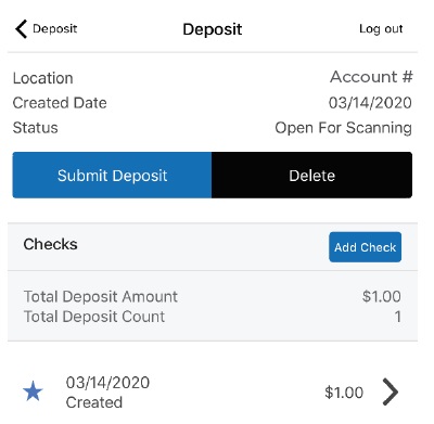 mRDC app submit a deposit screenshot 