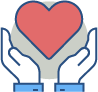 Heart in hands icon