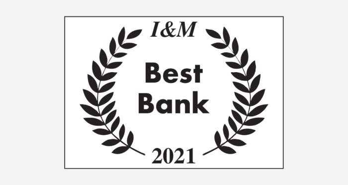 I&M 2021 Best Bank badge