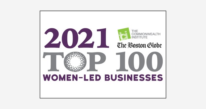 Boston Globe 2021 Top 100 Women-Led Businesses Badge