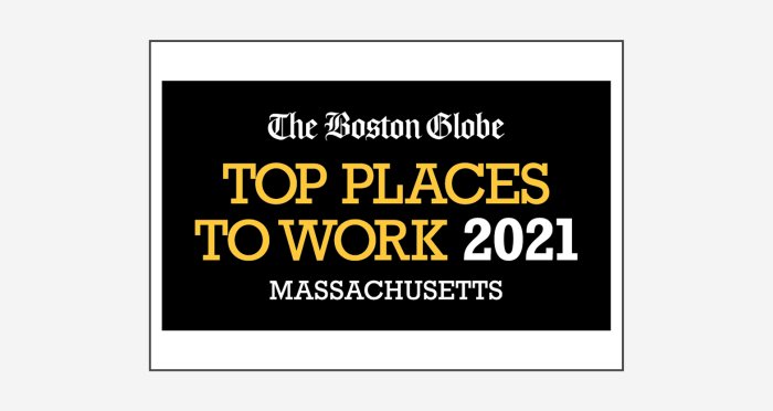 Boston Globe 2021 Top Places To Work Badge