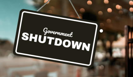 Glass door with shutdown sign