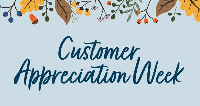 Customer Appreciation Week Customer Appreciation Week logo with fall leaves border