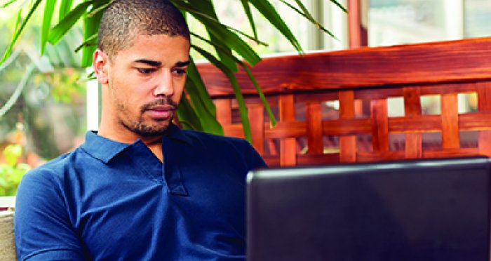 Man working on a laptop computer