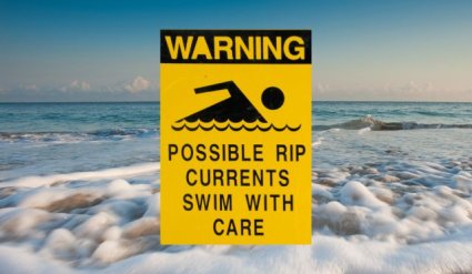 Rip tide warning sign