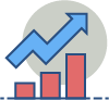 investment bar graph with arrow icon