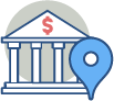 Bank icon with location pin