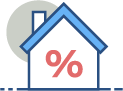 house with percentage sign icon